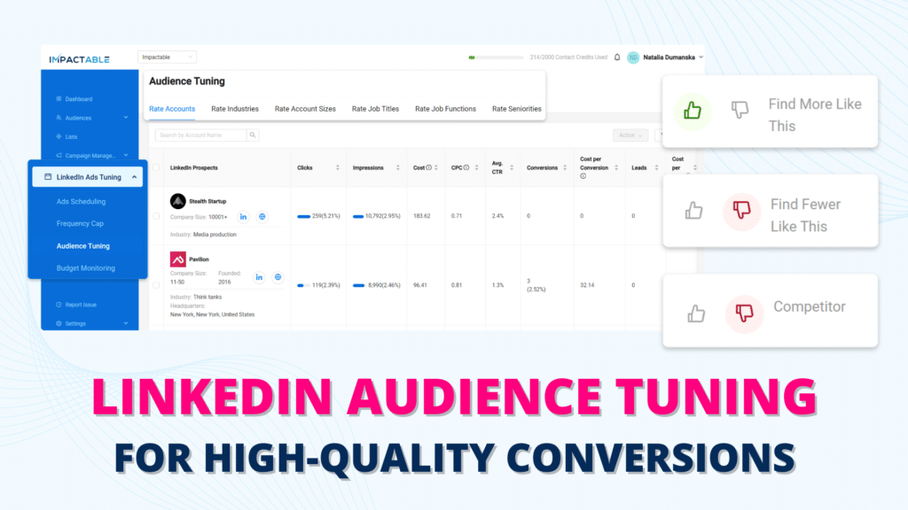 LinkedIn Audience tuning