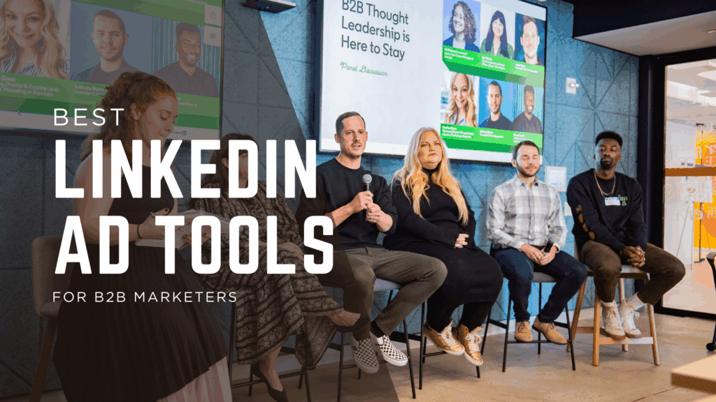 Illustrated comparison of top LinkedIn Ads tools for B2B marketers in 2025, including DemandSense, Metadata, Smartly.io, and campaign reporting platforms